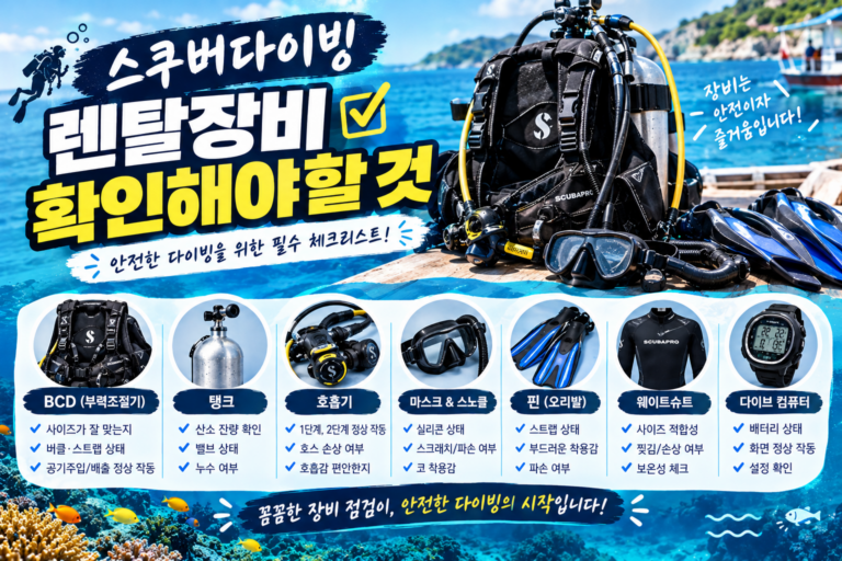 스쿠버다이빙 렌탈장비 체크리스트