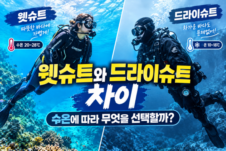 웻슈트와 드라이슈트 수온별 비교